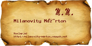 Milanovity Márton névjegykártya